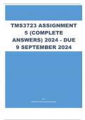 TMS3723 Assignment 5 &lpar;COMPLETE ANSWERS&rpar; 2024 - DUE 9 September 2024 &semi; 100&percnt; TRUSTED Complete&comma; trusted solutions and explanations&period; 