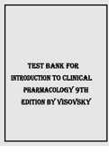 TEST BANK FOR INTRODUCTION TO CLINICAL PHARMACOLO GY 9TH EDITION BY VISOVSKY