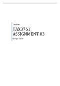 Exam (elaborations) TAX3761 TAXATION OF BUSINESS ACTIVITIES AND INDIVIDUALS 