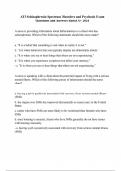 ATI Mental Health - ATI Schizophrenia Spectrum Disorders and Psychosis Exam Questions and Answers Rated A&plus; 2024