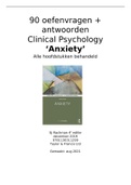 90 oefenvragen + antwoorden Anxiety Clinical Psychology - Rachman 4e editie - Alle hoofdstukken behandeld - Klinische Psychologie Leiden 2021