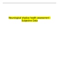 Neurological shadow health assessment -Subjective Data.