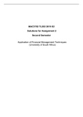 MAC3702:Application of Financial Management Techniques: Solutions for Assignment 2:Second Semester: University of South Africa