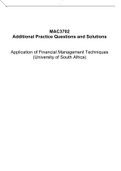 MAC3702 : Additional Practice Questions and Solutions: Application of Financial Management Techniques : University of South Africa
