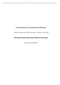 NUR 2250/NUR2250:Comprehensive Assessment Results: Health Assessment for the BSN