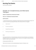 NUR 336 - Chapter 33: Complementary and Alternative Therapies - Nursing Test Banks. Questions and Answers. Rationales Provided.