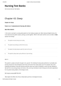NUR 336 - CHAPTER 43 -  SLEEP - NURSING TEST BANKS. QUESTIONS AND ANSWERS. RATIONALES PROVIDED.