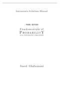 Instructor's Solutions Manual  THIRD EDITION  Fundamentals of  PROBABILITY WITH STOCHASTIC PROCESSES