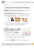 Balancing Chemical Equations Gizmo (answered) 2021, all answers correct (GRADED A+)
