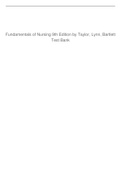Fundamentals of Nursing 9th Edition by Taylor, Lynn, Bartlett Test Bank