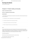 NUR 336 - Chapter 27: Patient Safety and Quality - Nursing Test Banks. Questions and Answers. Rationales Provided.