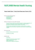 NUR2488 &sol; NUR 2488 Exam 1 Study Guide &lpar;Latest 2021&rpar;&colon; Mental Health Nursing - Rasmussen