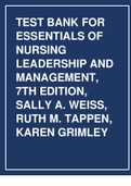 Test Bank for Essentials of Nursing Leadership & Management 7th by Weiss 