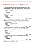 NURS 6521 Pharmacology Midterm Test | 101 OUT OF 100 | RATED A+ | LATEST UPDATE.
