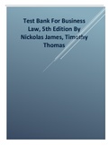 Test Bank For Business Law&comma; 5th Edition By Nickolas James&comma; Timothy Thomas