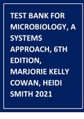 Test Bank for Microbiology, A Systems Approach, 6th Edition, Marjorie Kelly Cowan, Heidi Smith 2021