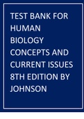 Test Bank for Human Biology Concepts and Current Issues 8th Edition by Johnson