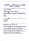 NUR 220 Exam 3 Questions and 100&percnt; Correct Answers
