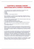 CHAPTER 8&period; NURSING THEORY QUESTIONS WITH CORRECT ANSWERS