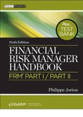 test bank Financial Risk Manager Handbook + Test Bank FRM Part I  Part II by Philippe Jorion, GARP (Global Association of Risk Professionals)