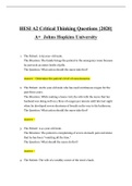 Nursing - HESI A2 Critical Thinking Questions {2020} A+  Johns Hopkins University