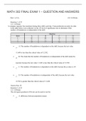 MATH 302 FINAL EXAM 1 – QUESTION AND ANSWERS ( latest update )