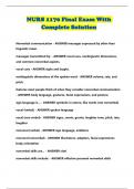 NURS 1170 Final Exam With Complete Solution