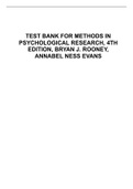 Test Bank For Methods in Psychological Research 4th Edition by Bryan J&period; Rooney&comma; Annabel Ness Evans