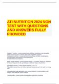 ATI NUTRITION 2024 NGN TEST WITH QUESTIONS AND ANSWERS FULLY PROVIDED&period;