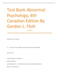 Test Bank Abnormal  Psychology, 6th  Canadian Edition By  Gordon L. Flett