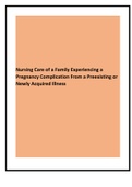 Nursing Care of a Family Experiencing a Pregnancy Complication From a Preexisting or Newly Acquired Illness