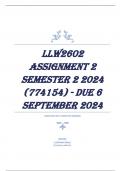 LLW2602 Assignment 2 &lpar;COMPLETE ANSWERS&rpar; Semester 2 2024 &lpar;774154&rpar; - DUE 6 September 2024