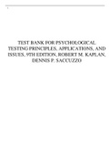 Test Bank For Psychological Testing: Principles, Applications, and Issues, 9th Edition By Robert M. Kaplan, Dennis P. Saccuzzo