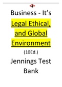 Business: Its Legal, Ethical, and Global Environment ED.XI by Marianne M. Jennings- Test bank reviewed/Updated for 2021