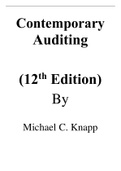 Contemporary Auditing 11th Edition by Michael C. Knapp-|Instructors Manual|Test bank reviewed/Updated for 2021