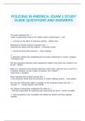 POLICING IN AMERICA&colon; EXAM 1 STUDY GUIDE