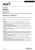AQA A-level FRENCH Paper 3 Speaking 7652&sol;3T&sol;3V June 2024 QP
