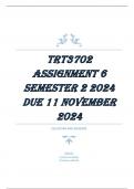 TRT3702 Assignment 6 &lpar;Detailed Answers&rpar; Semester 2 - Due 11 November 2024&period; -100&percnt; TRUSTED Complete&comma; trusted solutions and explanations - DISTICTION GARANTEED