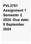 PVL3701 Assignment 1 Semester 2 2024 -Due 9 September 2024&period; -100&percnt; TRUSTED Complete&comma; trusted solutions and explanations - DISTICTION GARANTEED
