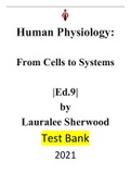 . Human Physiology From Cells to Systems 9th Edition by Lauralee Sherwood -|Test bank| Reviewed/Updated for 2021