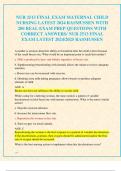 RASMUSSEN NUR 2513 EXAMS BUNDLE &lpar;NUR 2513 EXAM 1&comma; 2 & FINAL EXAM&rpar; MATERNAL CHILD NURSING LATEST 2024 WITH 300 REAL EXAM PREP QUESTIONS WITH CORRECT ANSWERS&sol; NUR 2513 EXAM 1 LATEST 2024&sol;2025 RASMUSSEN