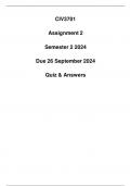 CIV3701 Assignment 2 &lpar;Quiz&Answers&rpar; Due 26 September 2024 &lpar;Detailed Answers&rpar;