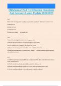 Oklahoma CNA Certification Questions And Answers Latest Update 2024&sol;2025