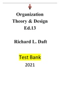 Organization Theory & Design Ed.13 by Richard L. Daft-|Test bank| Reviewed/Updated for 2021