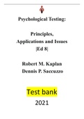 Psychological Testing Principles, Applications, and Issues Ed 8 by Robert M. Kaplan, Dennis P. Saccuzzo-- |Test bank| Reviewed/Updated for 2021