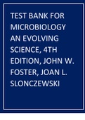 Test Bank for Microbiology AN EVOLVING SCIENCE&comma; 4th Edition&comma; John W&period; Foster&comma; Joan L&period; Slonczewski