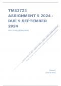 TMS3723 Assignment 5 &lpar; ANSWERS&rpar; 2024 - DUE 9 September 2024