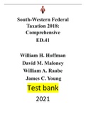 South-Western Federal Taxation 2018 Comprehensive ED.41 by William H. Hoffman, David M. Maloney, William A. Raabe, James C. Young | Test Bank| Reviewed/Updated for 2021. All Chapters included 1-28(2731 pages)