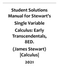 Student Solutions Manual for Stewart's Single Variable Calculus Early Transcendentals&comma; 8ED&lpar;James Stewart&rpar; &vert;Solution Manual&vert; Reviewed&sol;Updated for 2021&period; All Chapters included-&lpar;11&rpar;-900pages