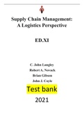 Supply Chain Management A Logistics Perspective 9 Edition by C&period; John Langley &comma; Robert A&period; Novack&comma; Brian Gibson&comma; John J&period; Coyle&vert;Test bank&vert; Reviewed&sol;Updated for 2021<ALL Chapters Included-Ch1-16-162 pages of Questionns